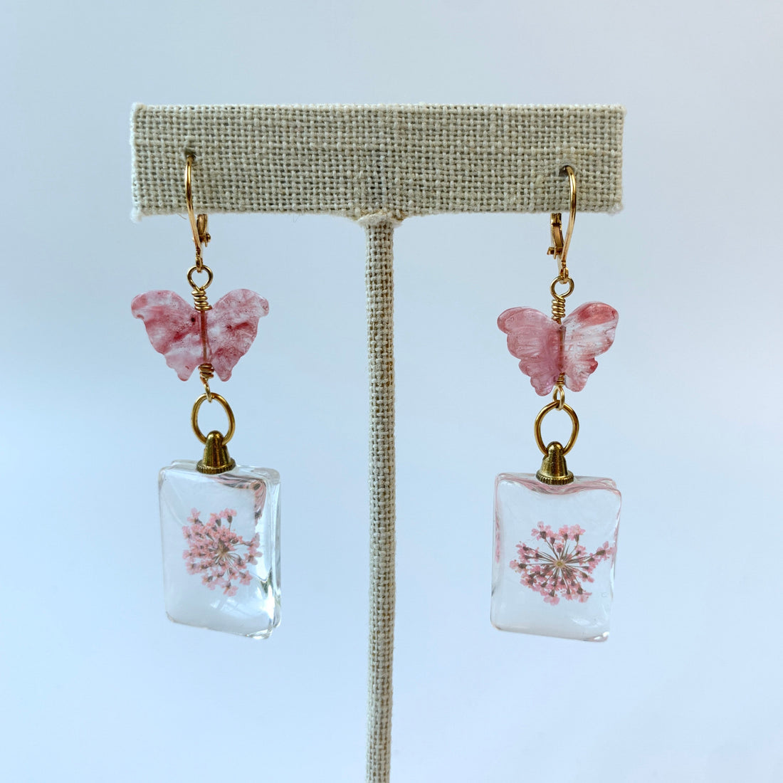 Lenora Dame Butterfly and Dried Pressed Flower Earrings