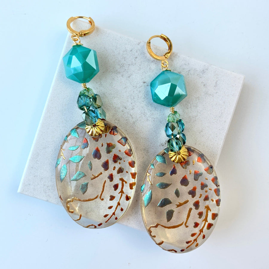 Lenora Dame Hand Painted Sage Statement Earrings