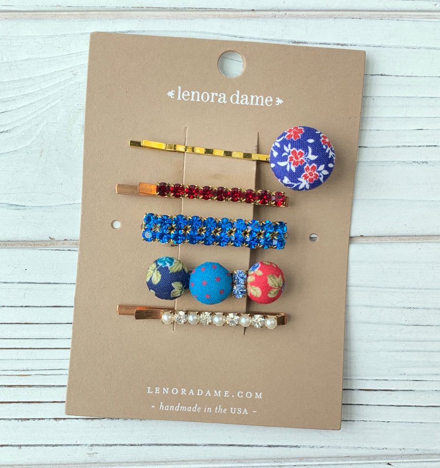 Lenora Dame Cute As A Button One of a Kind Hair Set in Americana