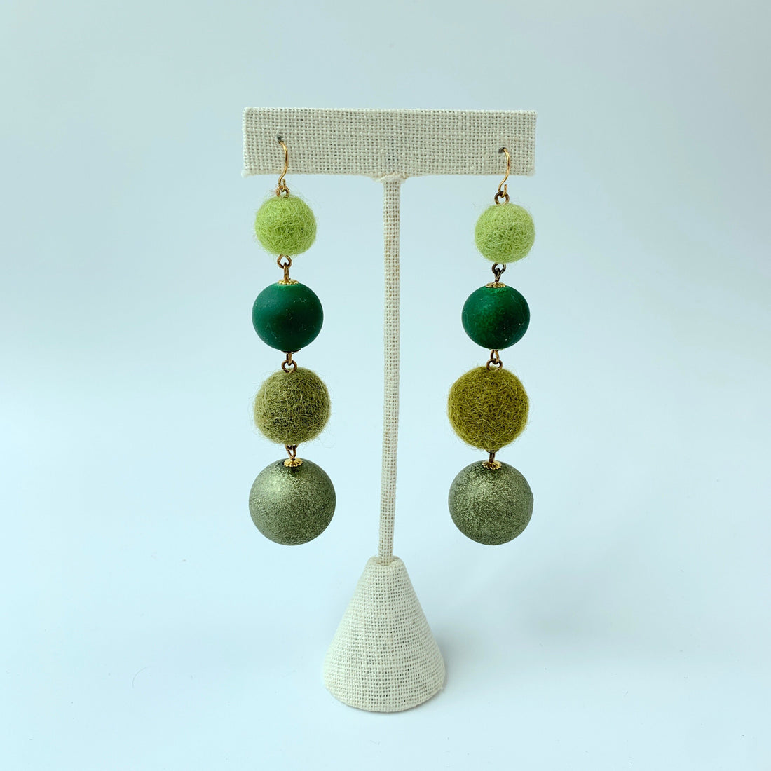 Lenora Dame Long Drop Statement Earrings in Moss
