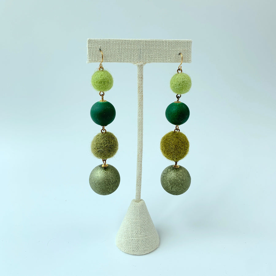 Lenora Dame Long Drop Statement Earrings in Moss