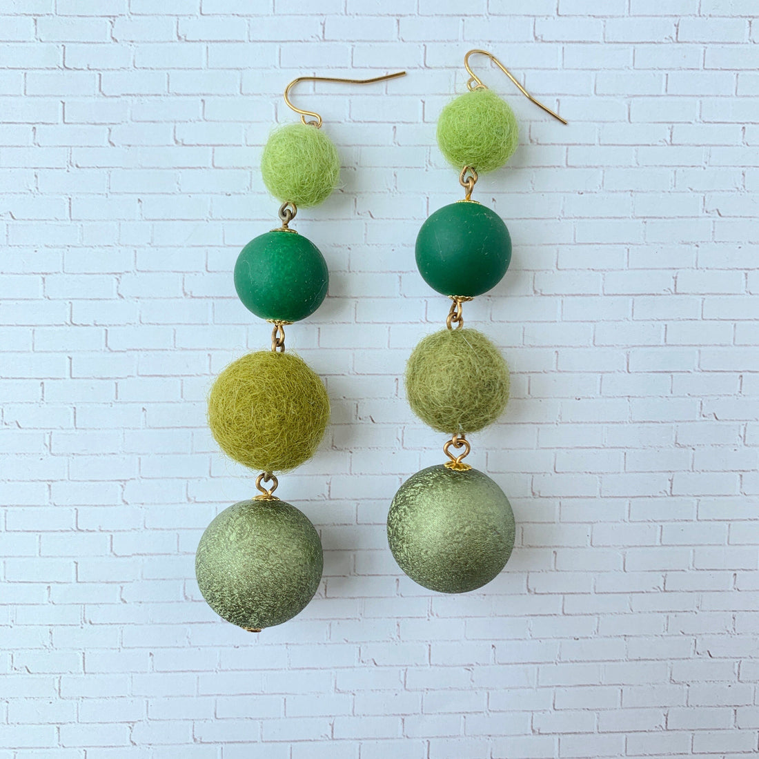 Lenora Dame Long Drop Statement Earrings in Moss