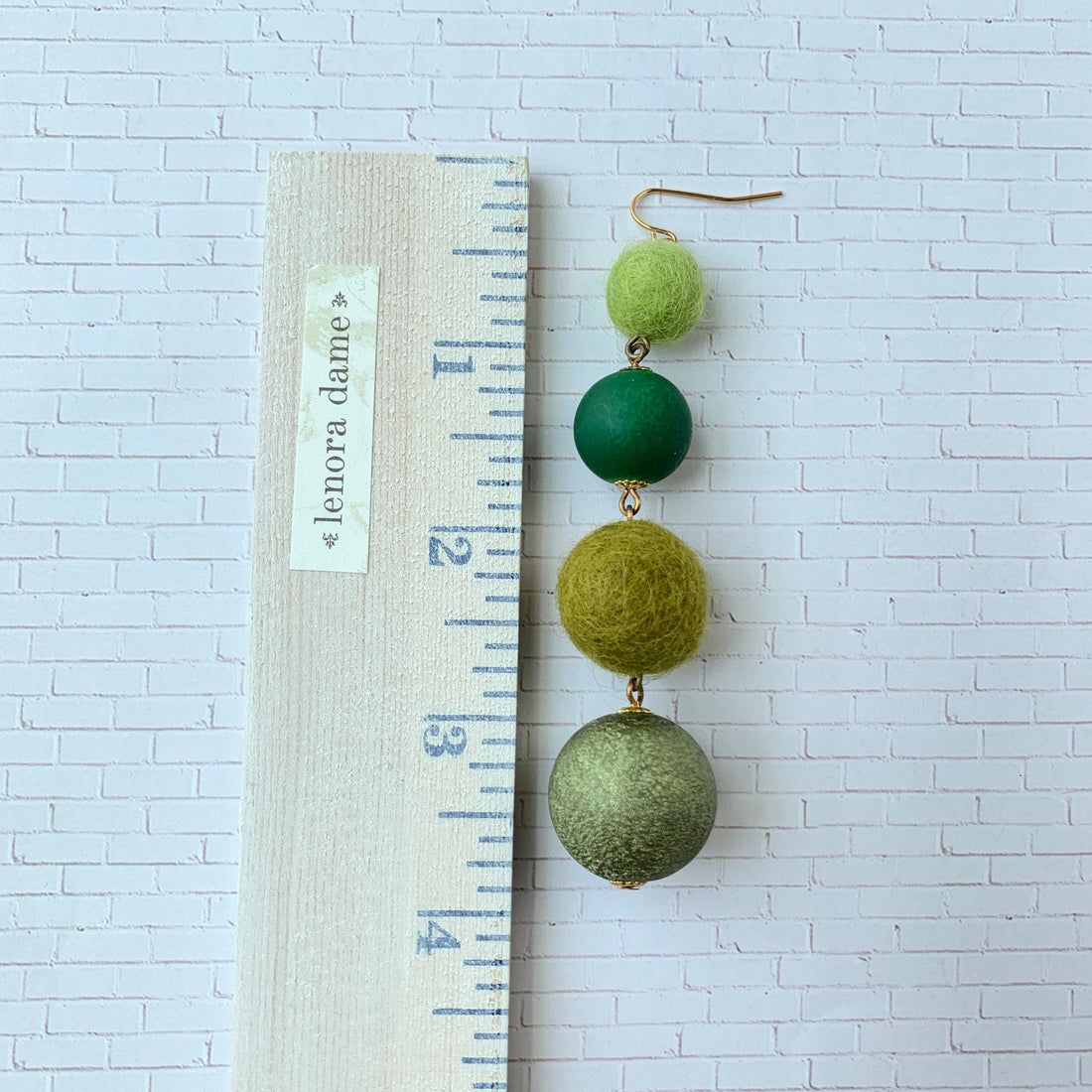 Lenora Dame Long Drop Statement Earrings in Moss