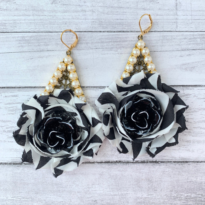 Lenora Dame Isador Shabby Chic Rosette Drop Statement Earrings