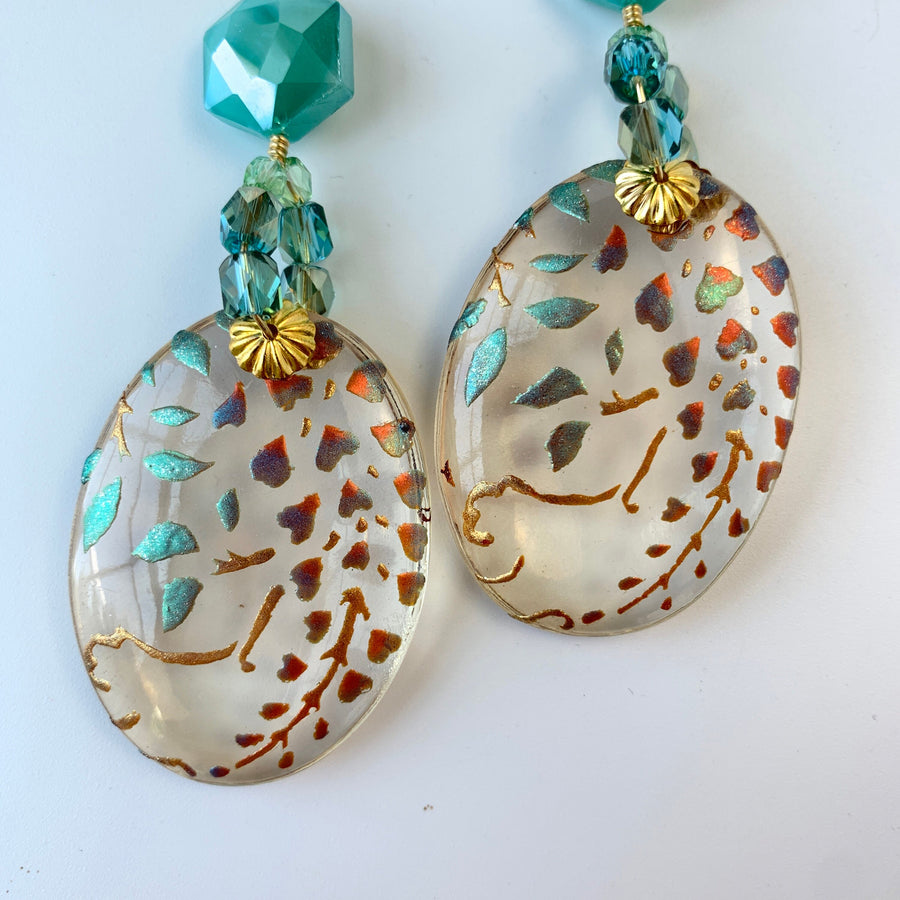 Lenora Dame Hand Painted Sage Statement Earrings