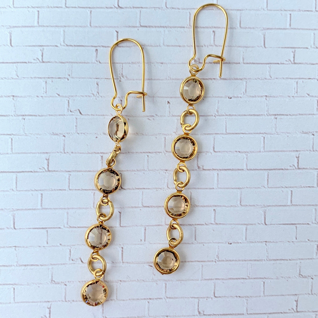 Lenora Dame Apricot Swarovski Amulet Drop Earrings