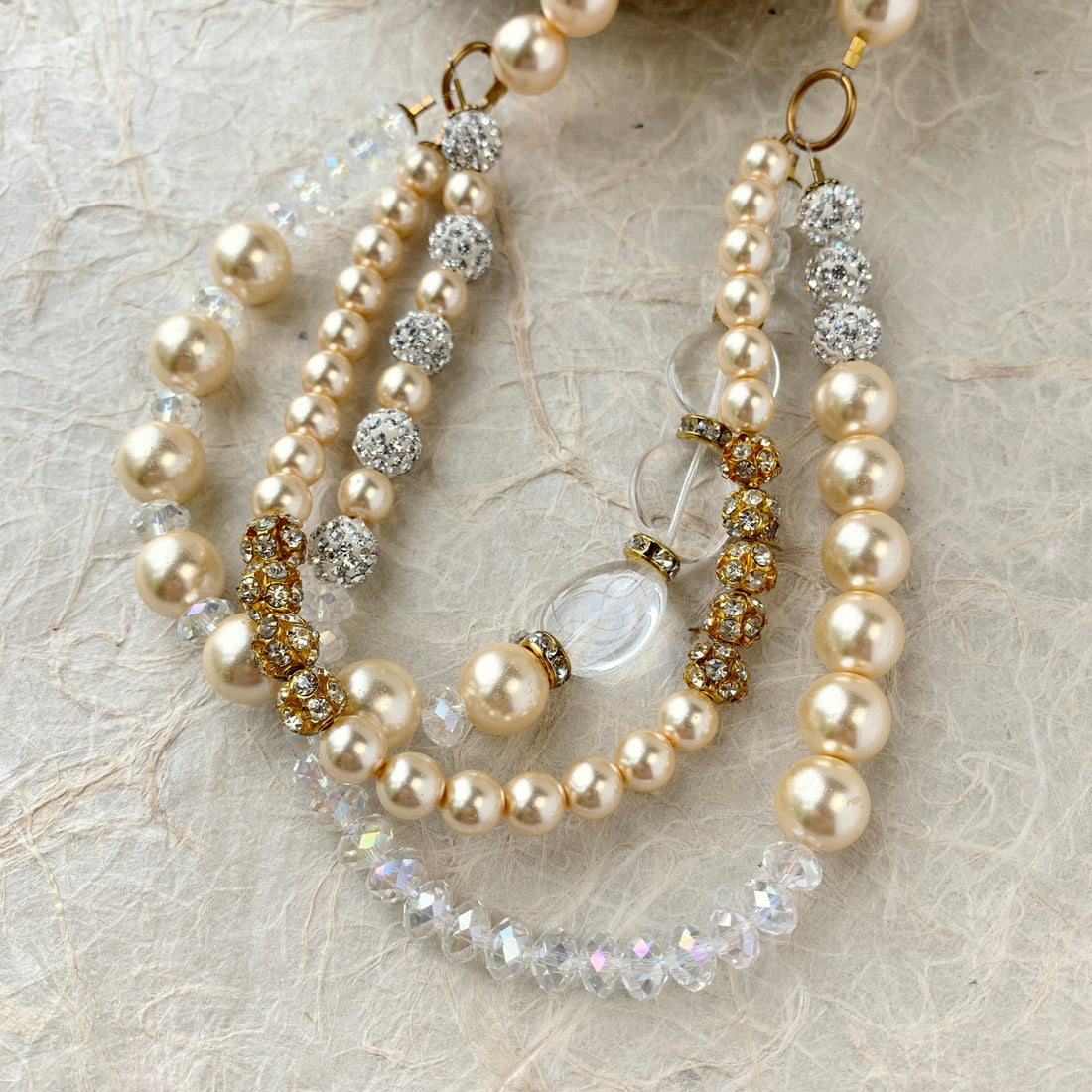 Freshwater Pearl and SeaShell Multi Strand Choker Necklace | Chairish