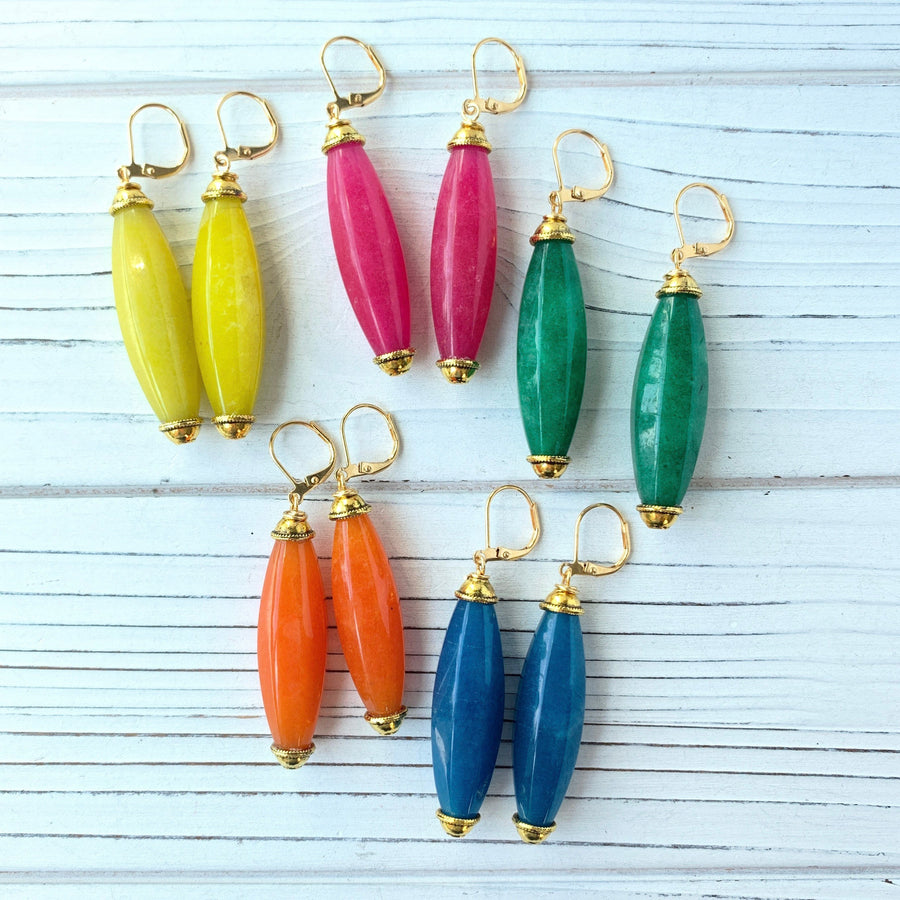 Lenora Dame Lantern Drop Earrings - 5 Color Options