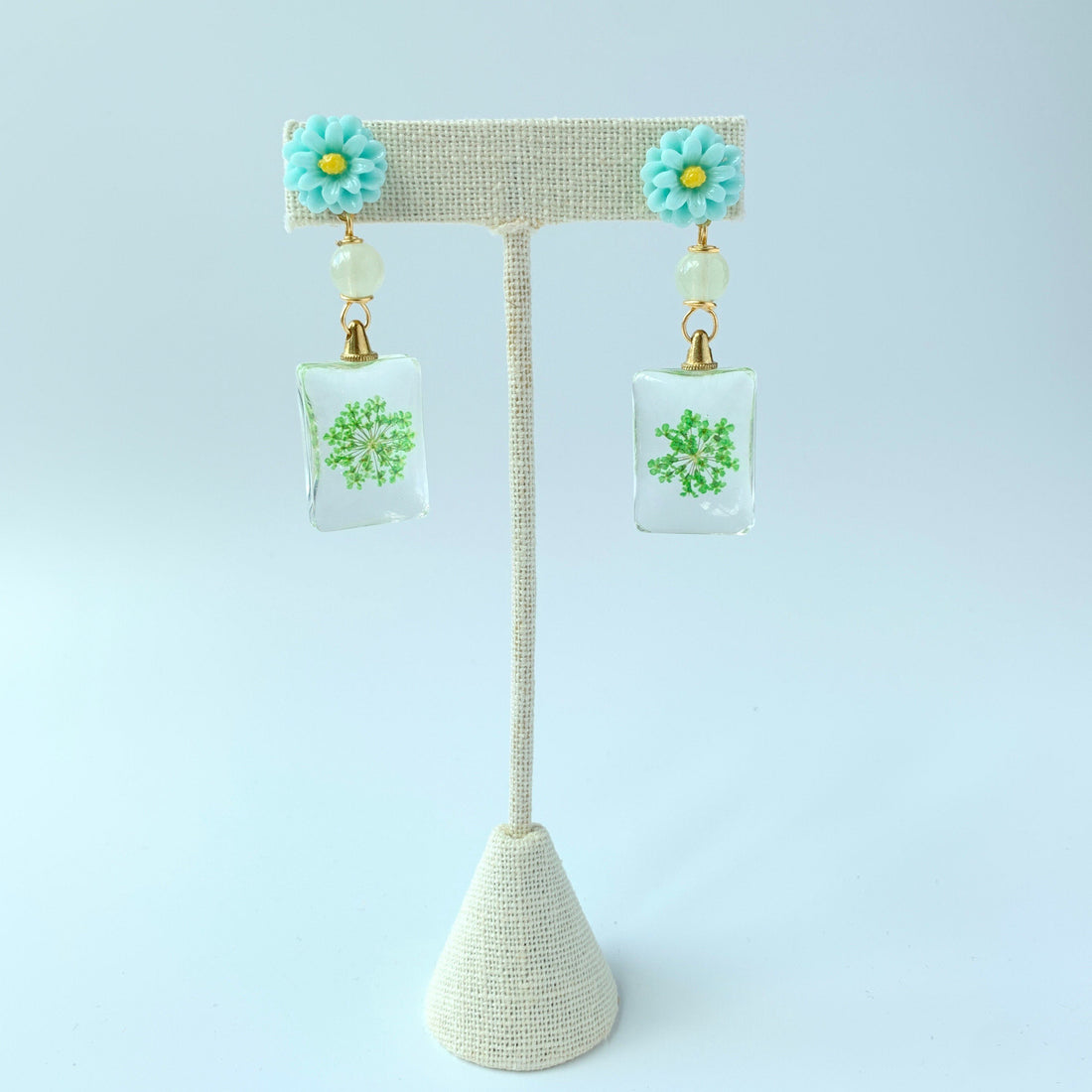 Lenora Dame Alchemilla Dried Pressed Flower Earrings