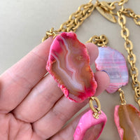 Lenora Dame Pink Agate Slice Necklace