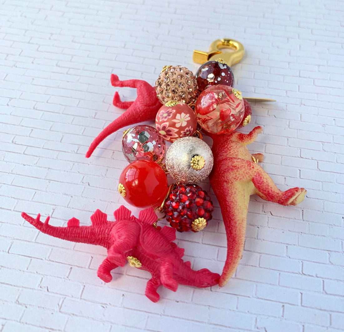 Lenora Dame Favorite Dinosaur Bag Purse Charm Keychain in Chili Pepper