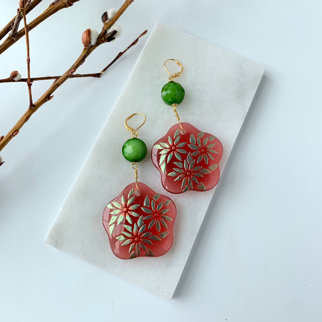 Lenora Dame Holiday Poinsettia Statement Earrings