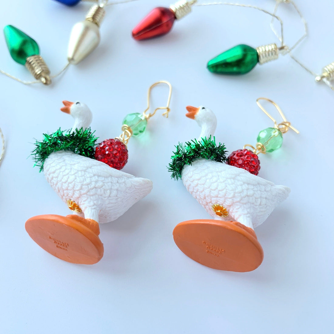 Lenora Dame Christmas Goose Holiday Earrings