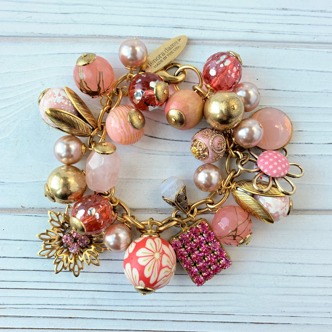 Charm Bracelet Gold - Pink