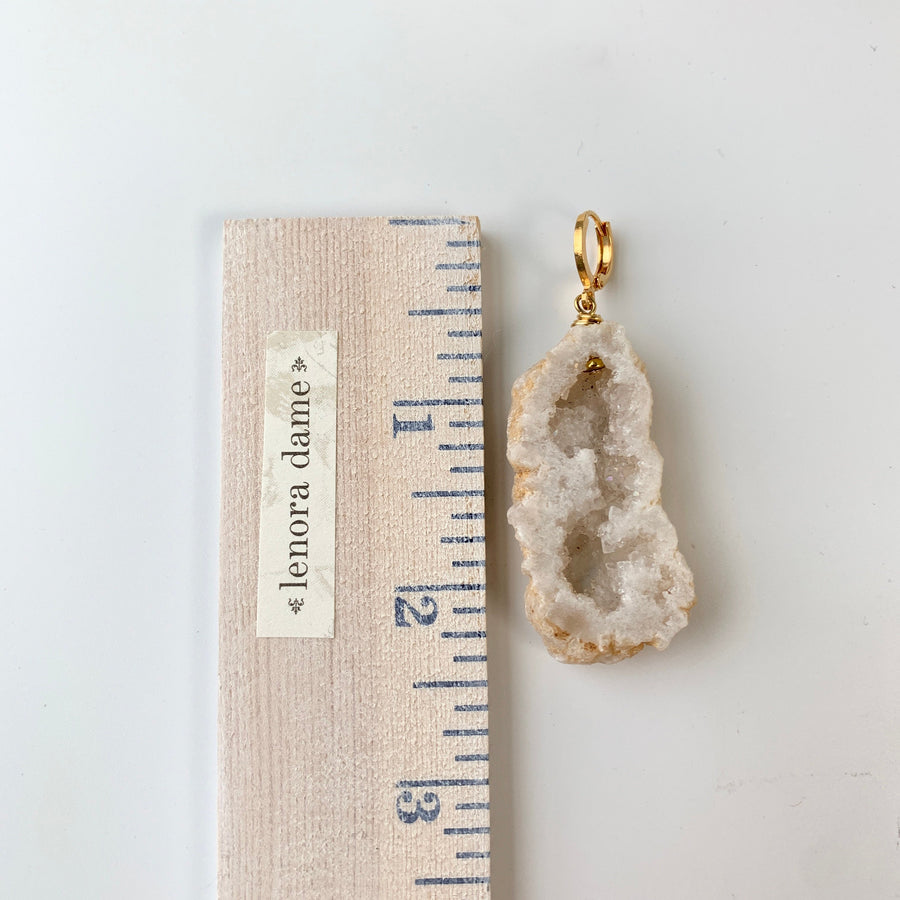 Lenora Dame White Druzy Crystal Agate Geode Earrings