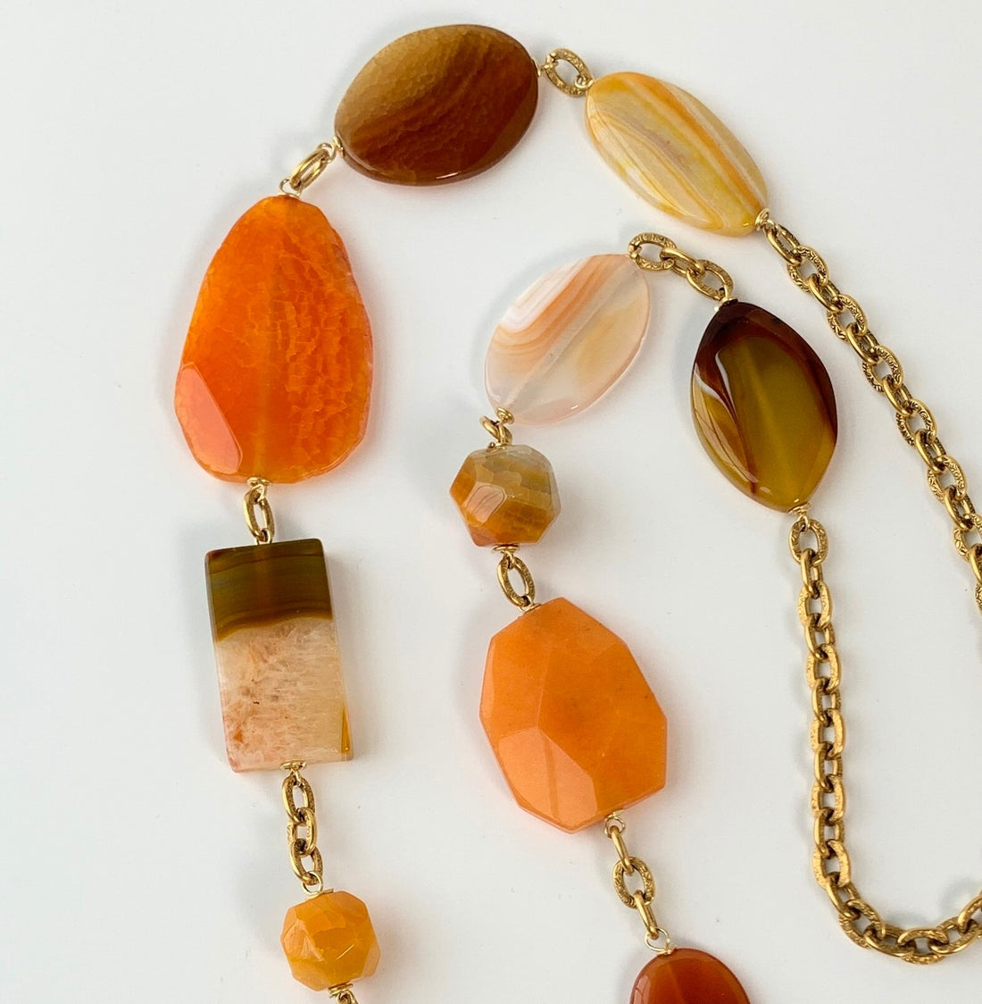 Lenora Dame Carnelian Agate Slice Long Necklace