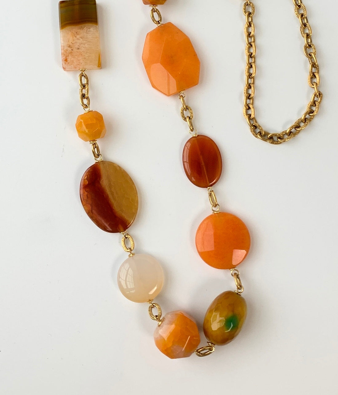 Lenora Dame Carnelian Agate Slice Long Necklace