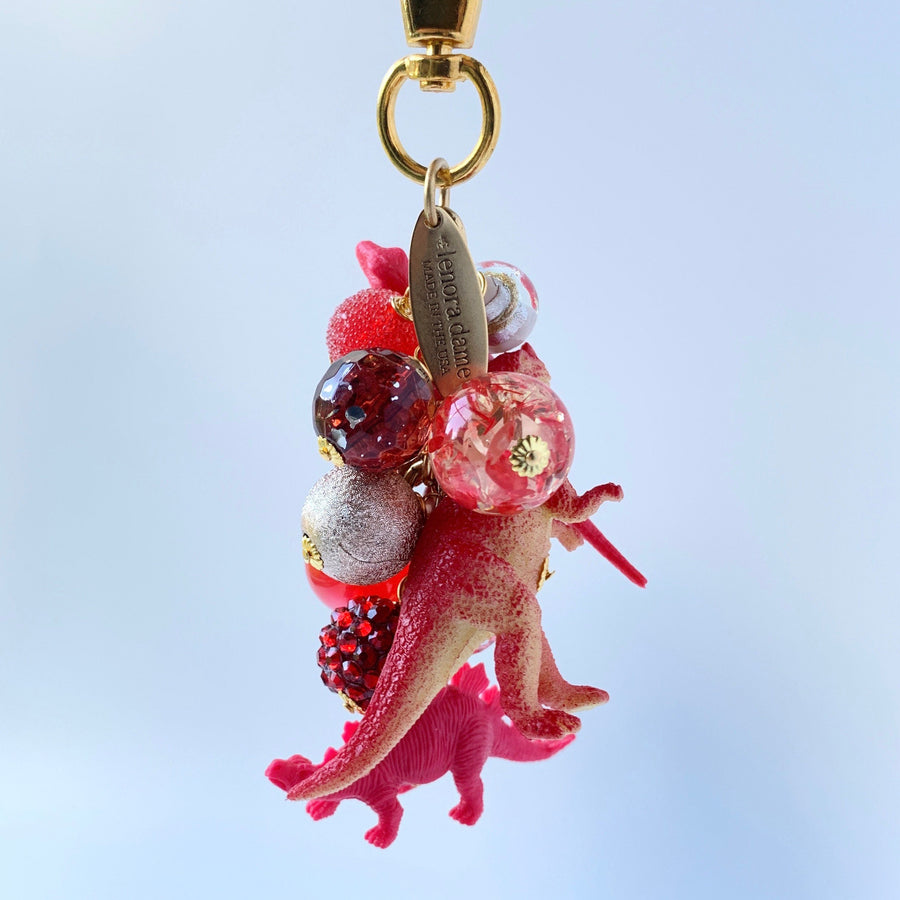 Lenora Dame Favorite Dinosaur Bag Purse Charm Keychain in Chili Pepper