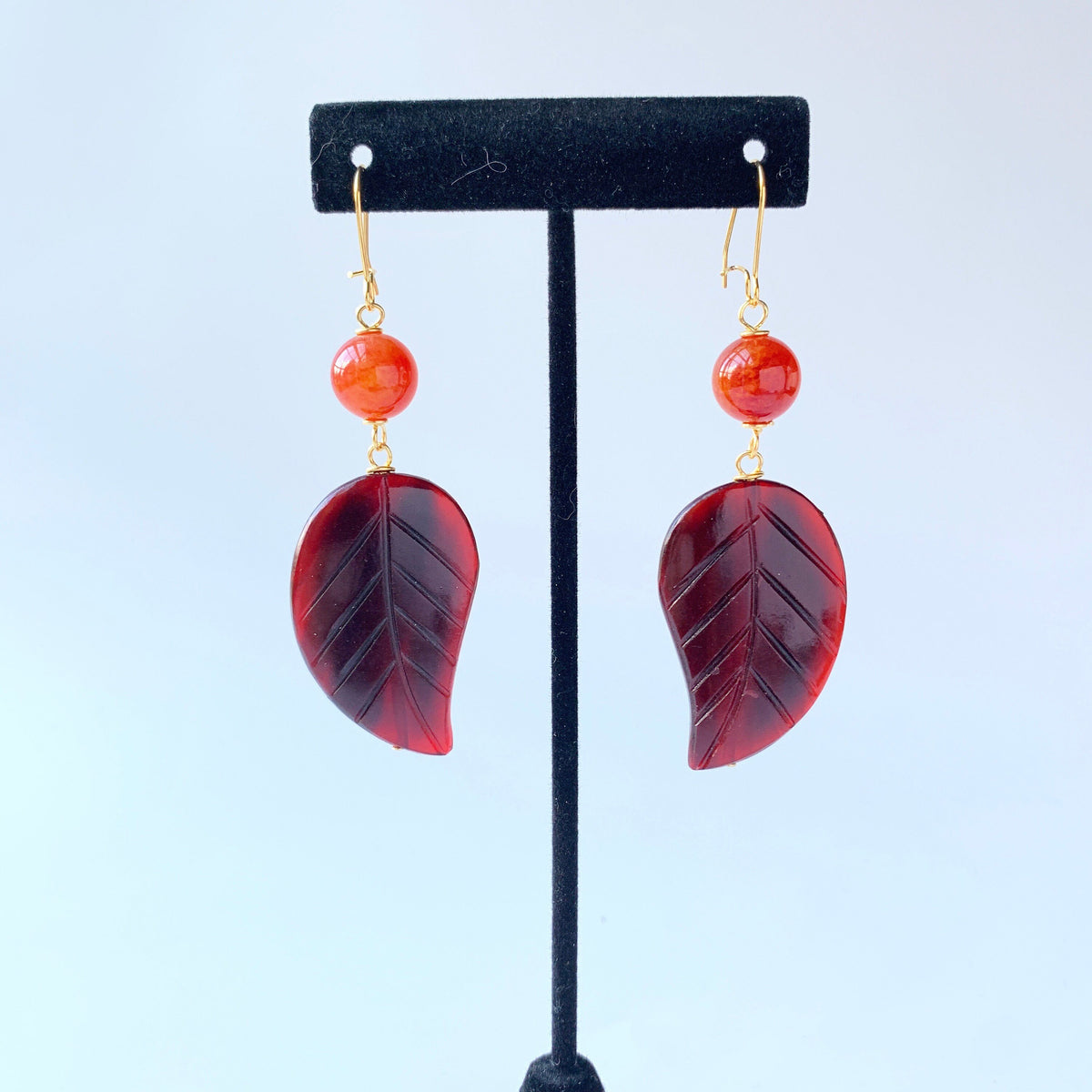 Lenora Dame Palm Leaf Autumn Earrings - One of a Kind