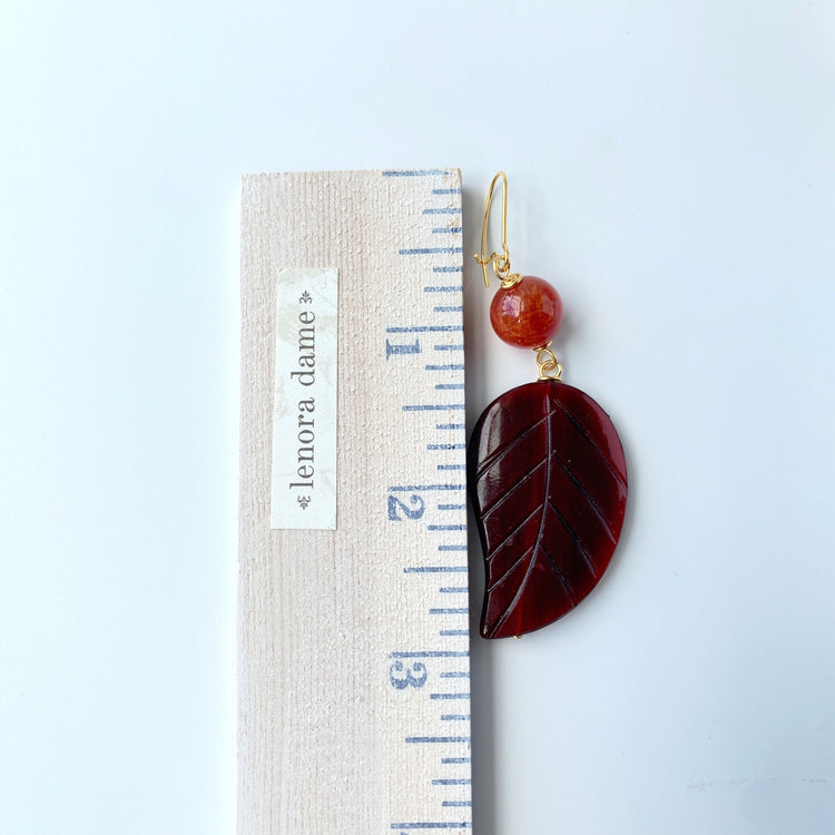 Lenora Dame Palm Leaf Autumn Earrings - One of a Kind