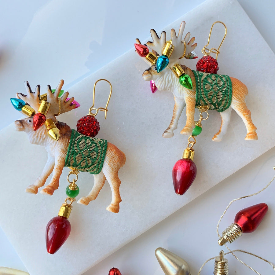 Lenora Dame Tangled Reindeer Holiday Earrings