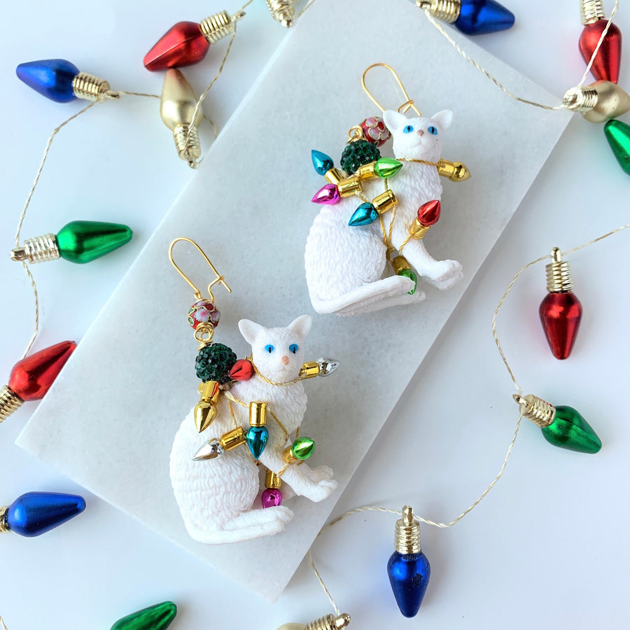 Lenora Dame Tangled Kitty Holiday Earrings