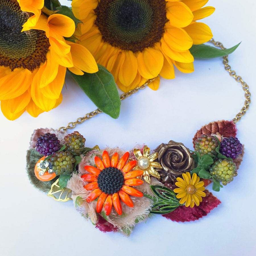 Lenora Dame Autumn Harvest Fall Bib Statement Necklace