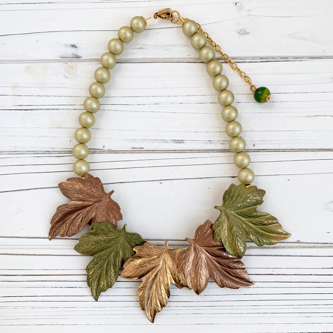 Lenora Dame Autumn Leaves Statement Necklace - Fall Jewelry