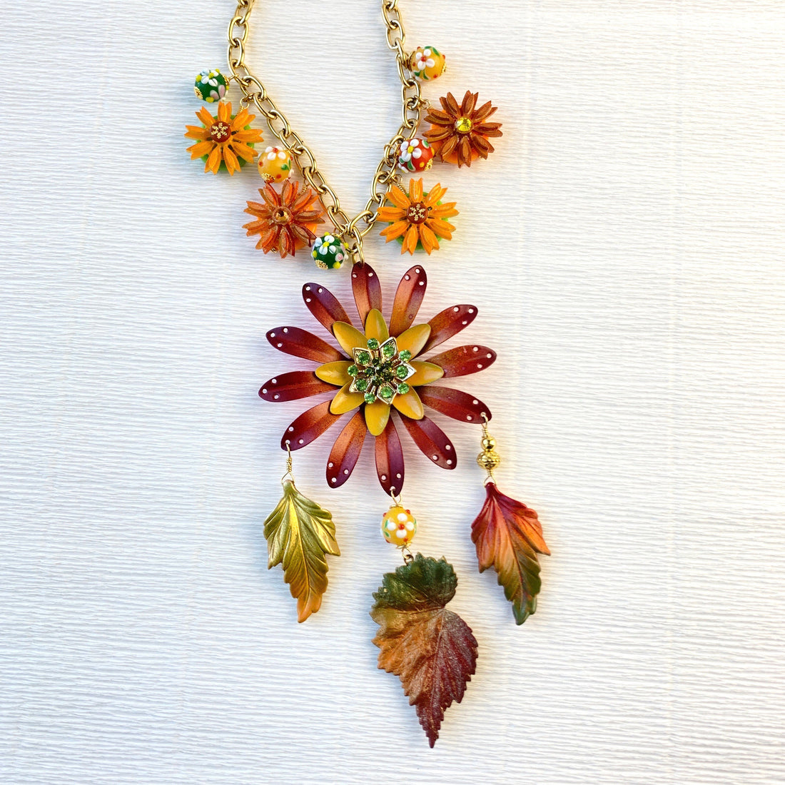 Lenora Dame Sunset Fall Bouquet Charm Necklace