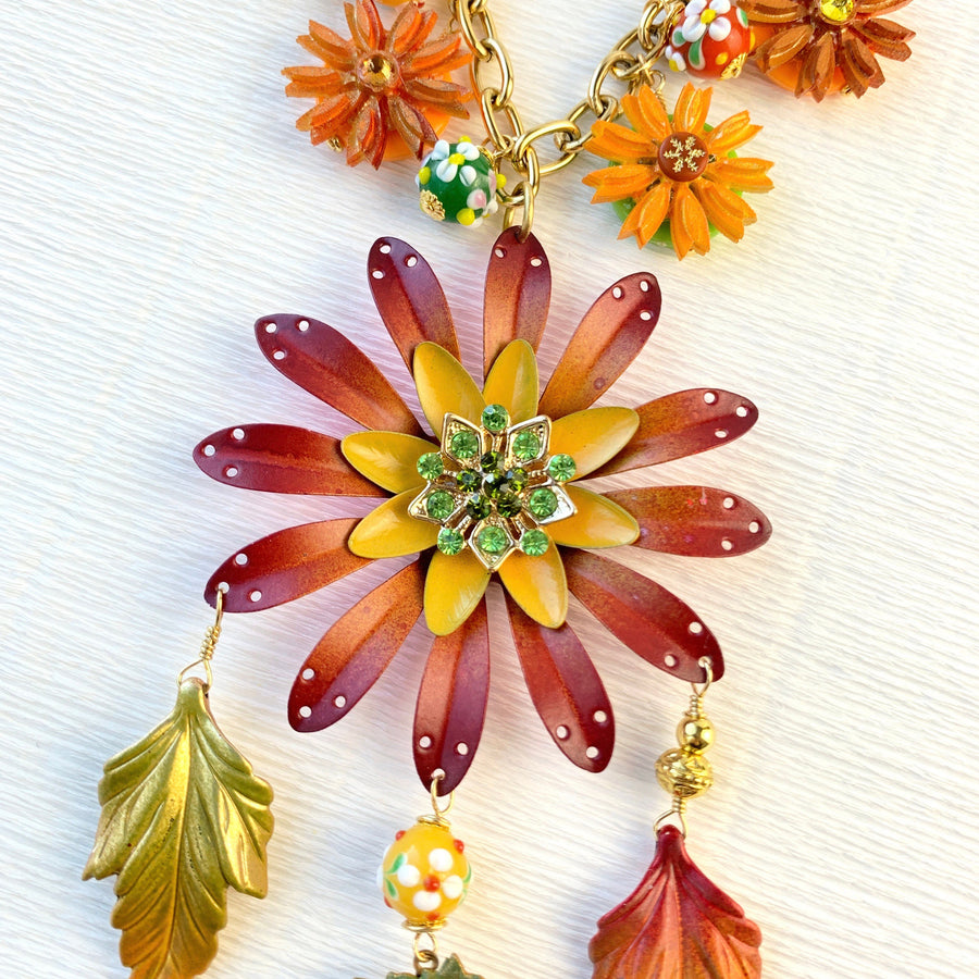 Lenora Dame Sunset Fall Bouquet Charm Necklace