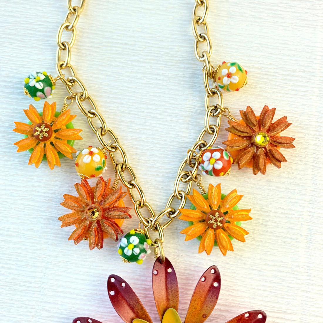 Lenora Dame Sunset Fall Bouquet Charm Necklace