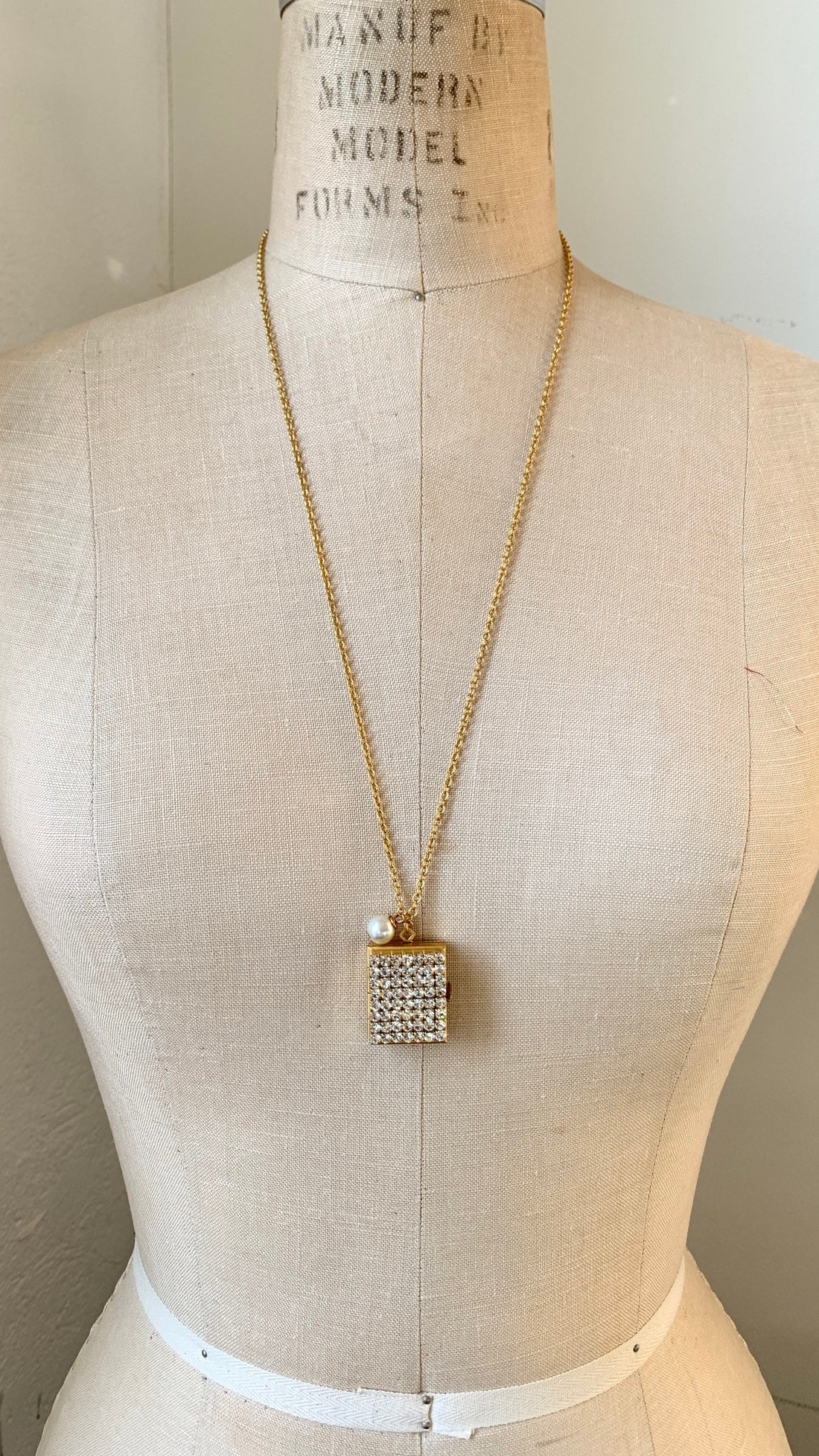 Lenora Dame Rhinestone Embellished Expanding Photo Locket Charm Necklace