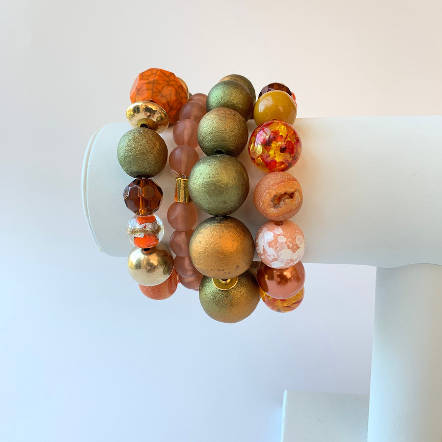 Lenora Dame 4-Piece Rust Stretch Bracelet Set