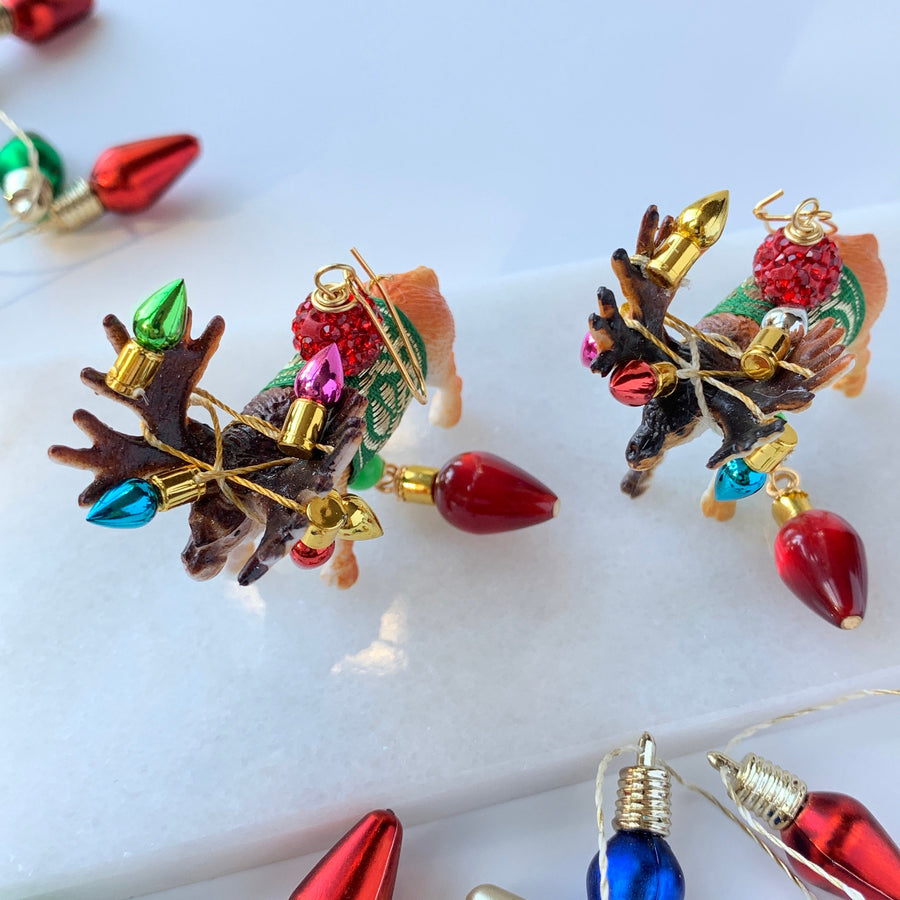 Lenora Dame Tangled Reindeer Holiday Earrings