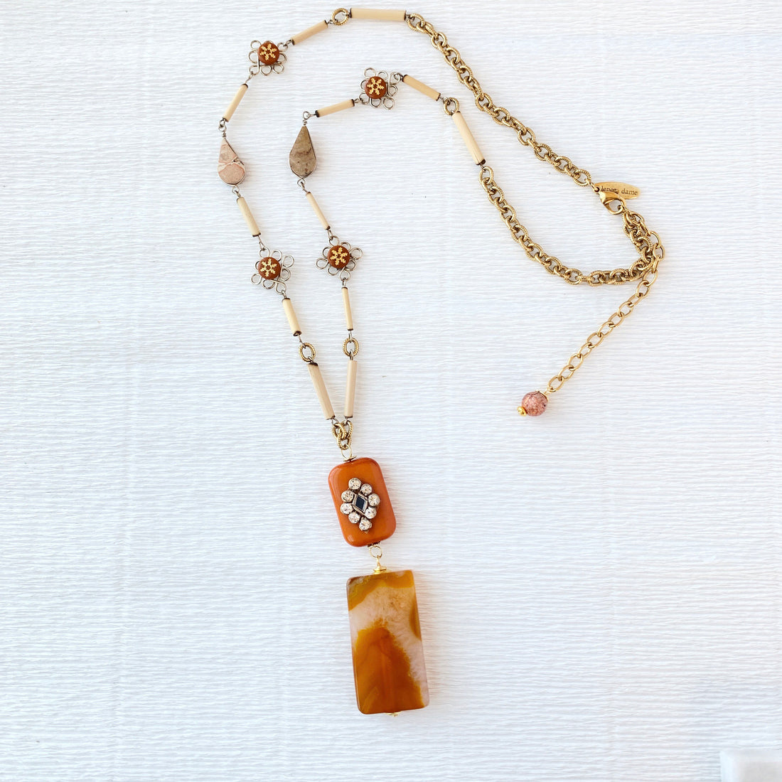 Lenora Dame Pumpkin Spice Autumn Pendant Necklace - One-of-a-Kind
