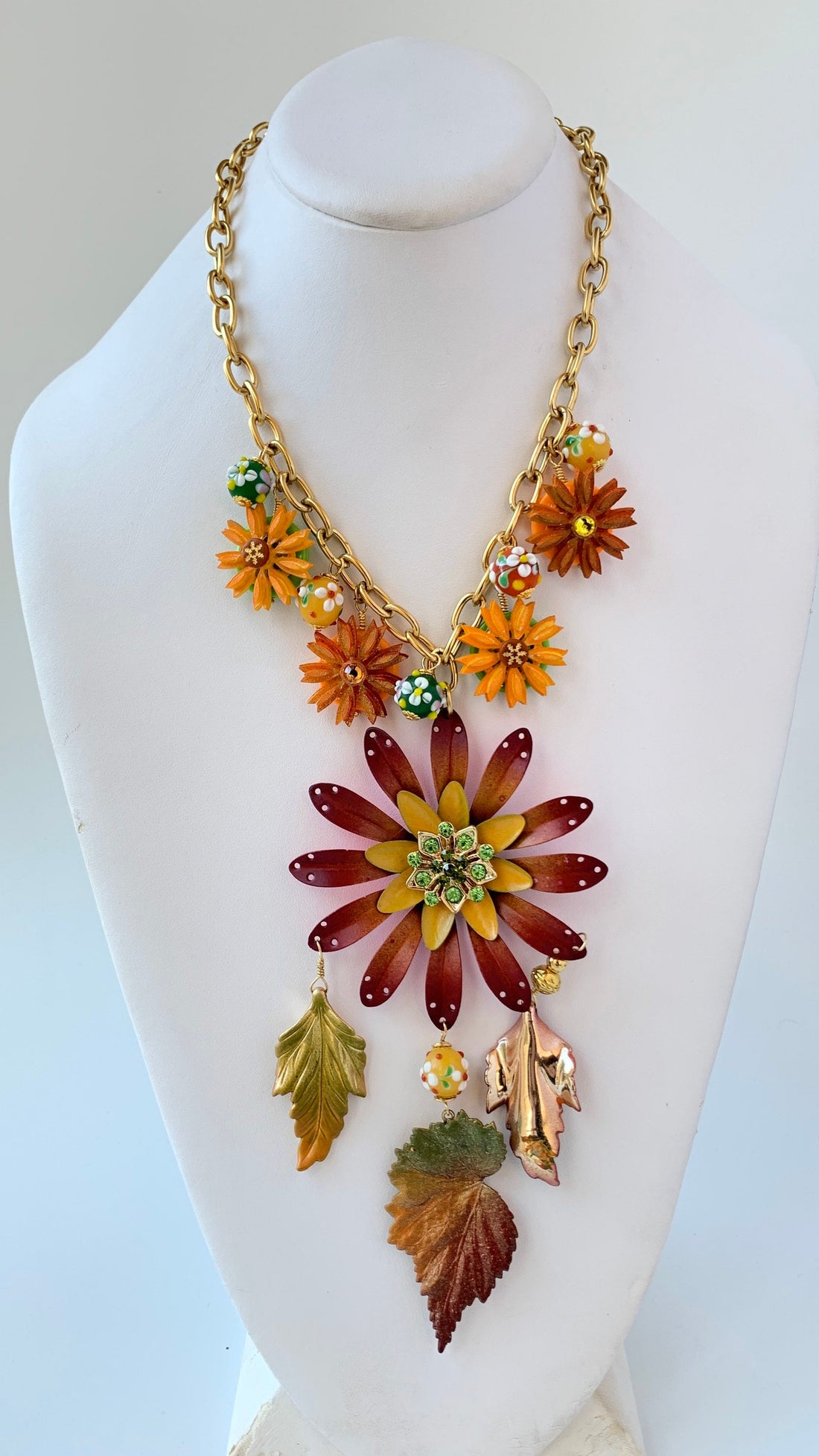 Lenora Dame Sunset Fall Bouquet Charm Necklace