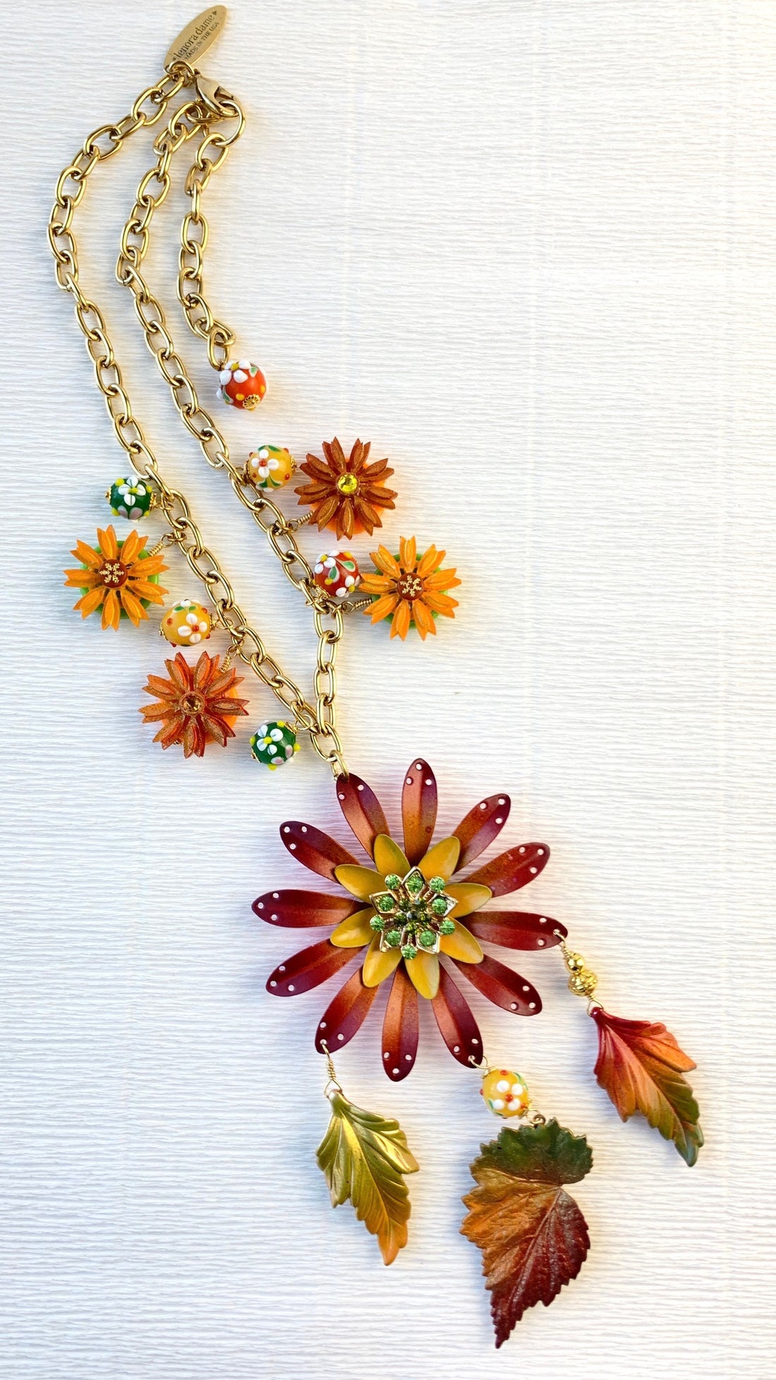 Lenora Dame Sunset Fall Bouquet Charm Necklace