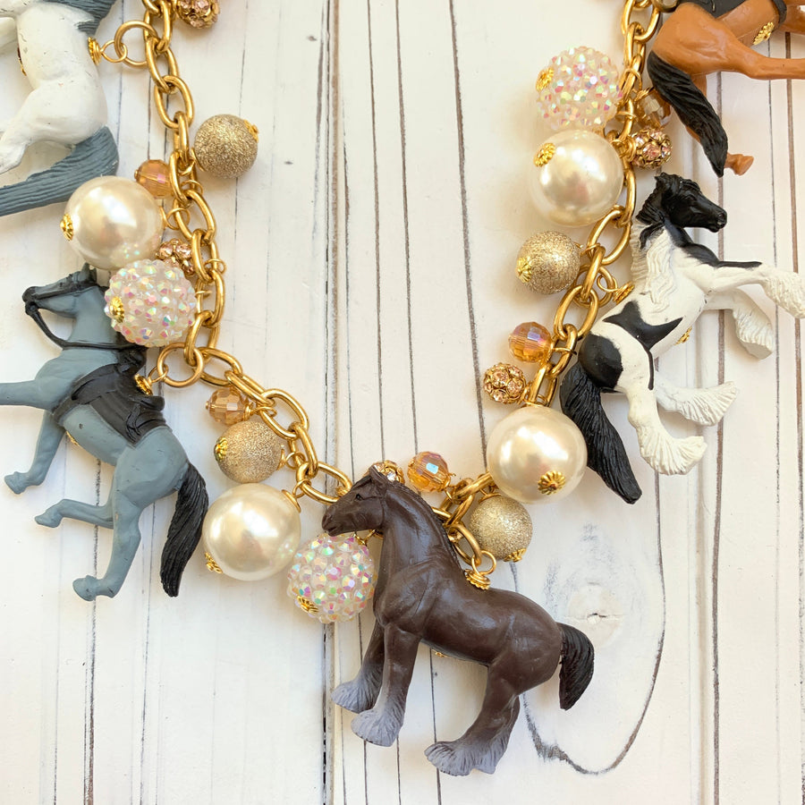 Lenora Dame Long Horse Necklace