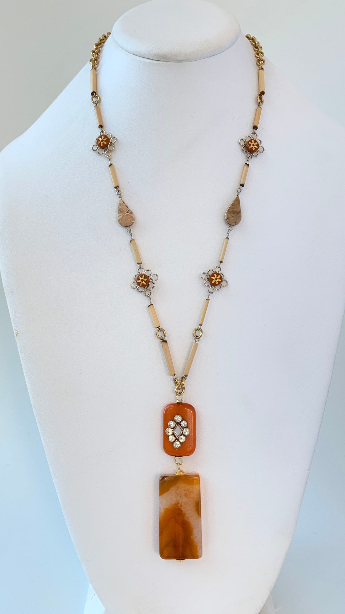 Lenora Dame Pumpkin Spice Autumn Pendant Necklace - One-of-a-Kind