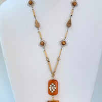 Lenora Dame Pumpkin Spice Autumn Pendant Necklace - One-of-a-Kind