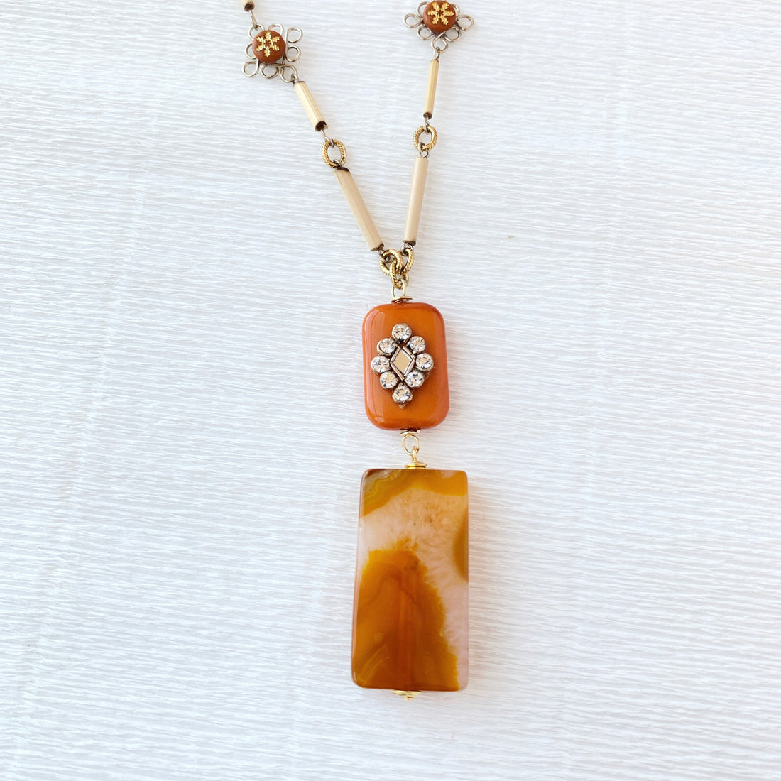 Lenora Dame Pumpkin Spice Autumn Pendant Necklace - One-of-a-Kind