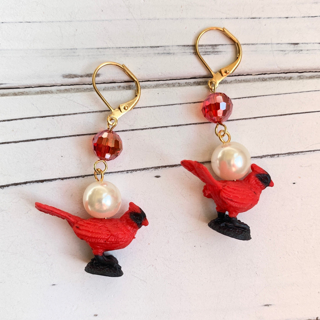 Lenora Dame Miniature Candace the Cardinal Holiday Earrings