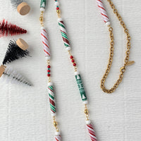 Lenora Dame Peppermint Sticks Holiday Statement Necklace