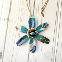 Lenora Dame Aegean Sea Flower Pendant Necklace