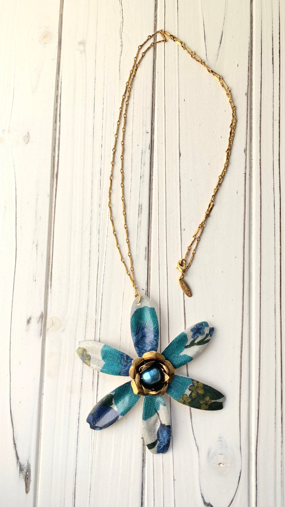 Lenora Dame Aegean Sea Flower Pendant Necklace