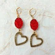 Gold heart earrings. Valentine's day gift ideas for her.