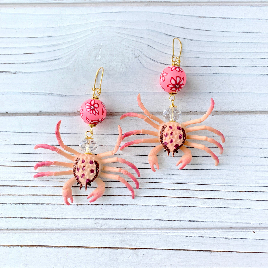 Lenora Dame Pink Crab Statement Earrings