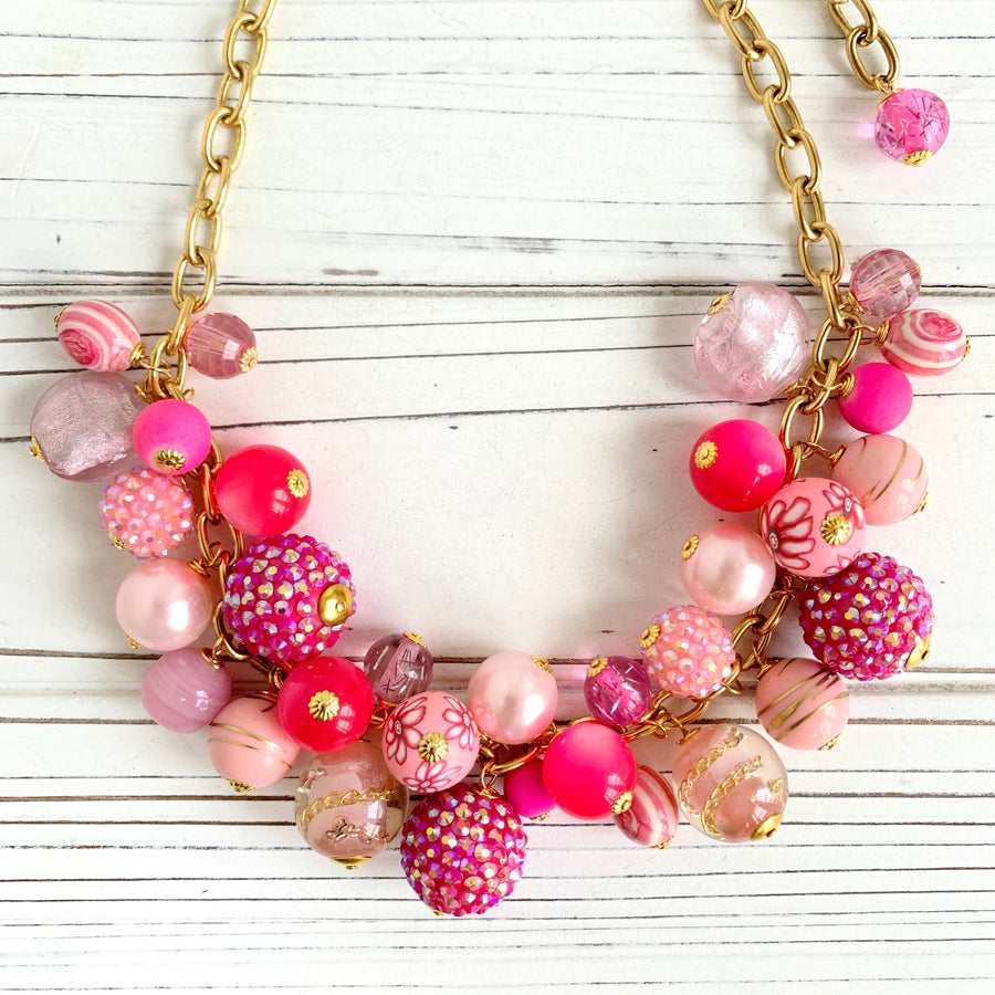 Lenora Dame Hot Pink Beaded Necklace