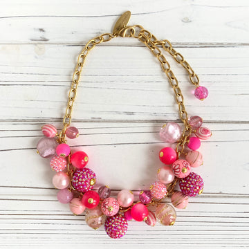 Lenora Dame Hot Pink Beaded Necklace