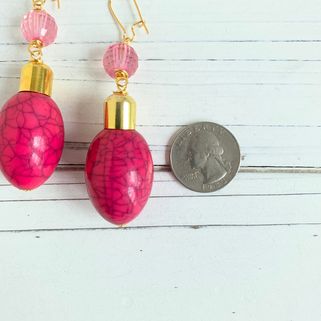 Lenora Dame Hot Pink Holiday Lights Earrings
